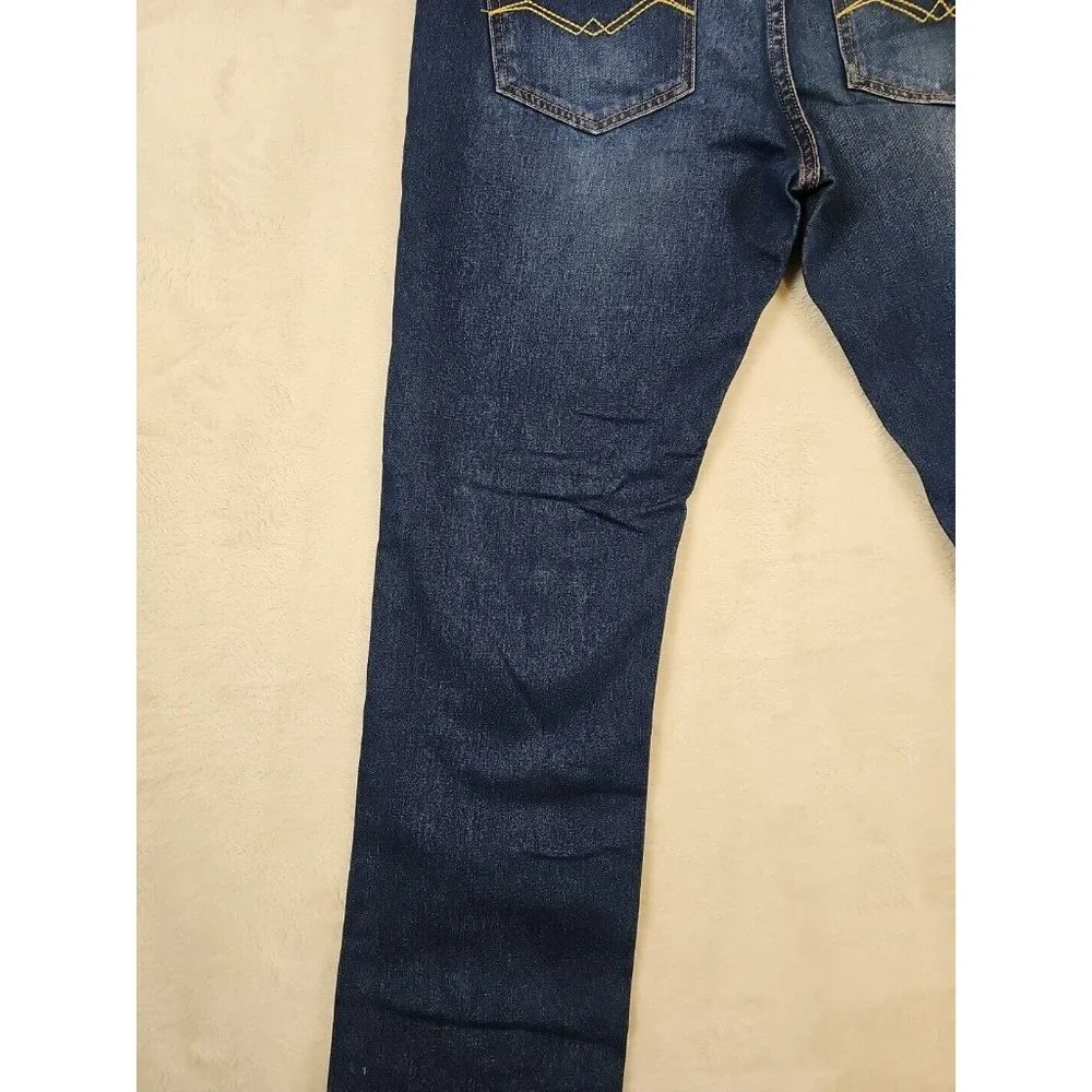 KDNK Mens 34‎ x 30 Denim Jeans Straight Leg Medium Wash Solid Blue